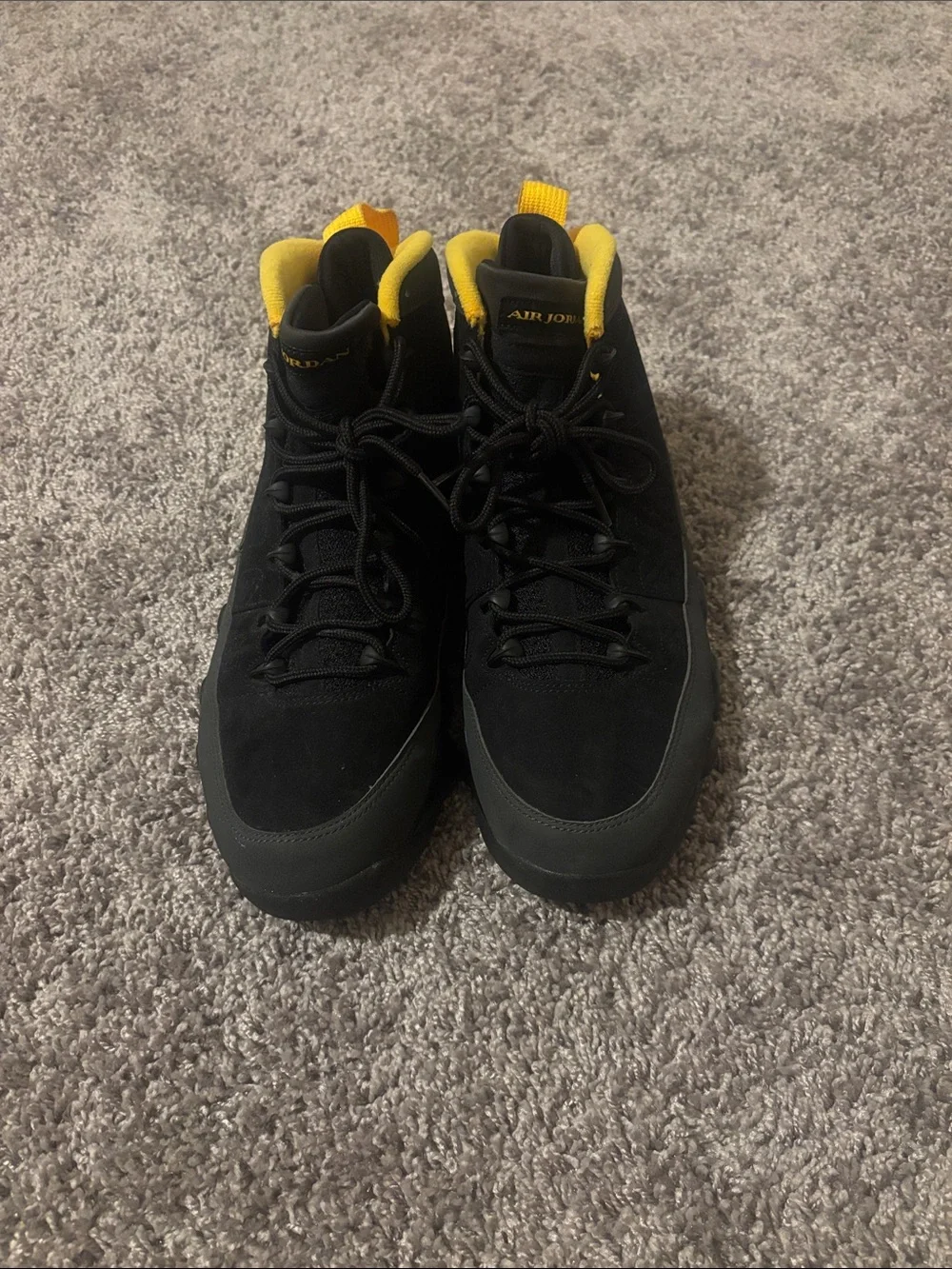Jordan Black and Yellow High-Top Basketball Sneakers